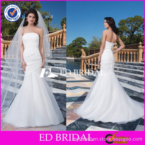 CE730 Elegant Fancy Strapless Boob Tube Top Ruffles Mermaid Wedding Dresses For Petite Brides